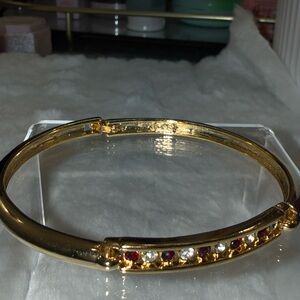 Avon Gold-Tone Bangle with Ruby and Clear Rhinestones NIB